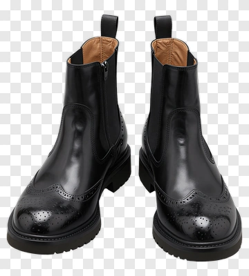 Black Leather Chelsea Boots PNG