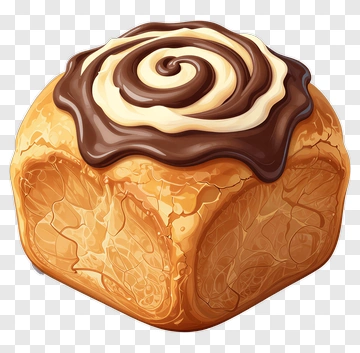 Delicious Cinnamon Roll With Chocolate Icing PNG