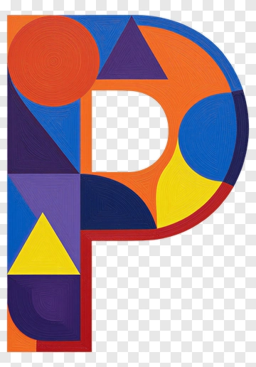 Colorful Letter P With Geometric Shapes PNG