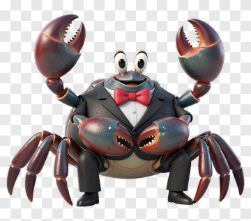 3D Cartoon Crab In A Tuxedo PNG