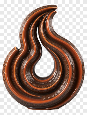 Decorative Wooden Flame Sculpture PNG