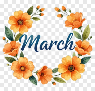 March Floral Wreath PNG