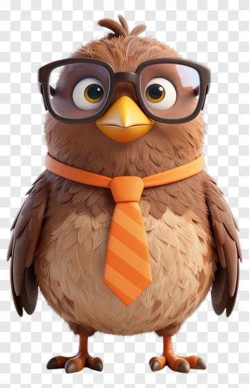 Cartoon Bird Wearing Glasses And A Tie PNG