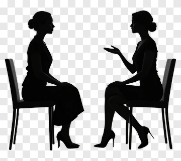 Silhouette Of Two Women Engaged In Conversation PNG