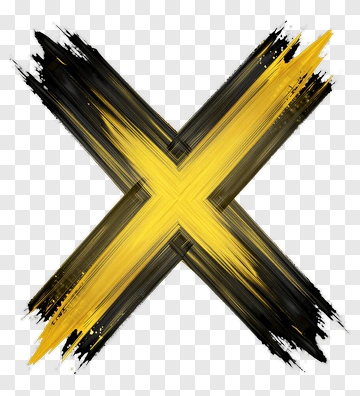 Black And Yellow Brush Stroke X PNG