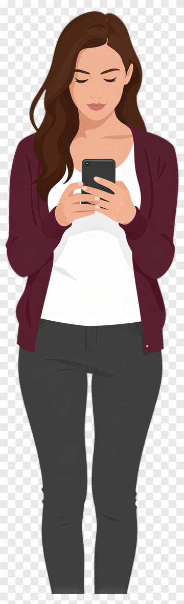 Woman Using A Smartphone PNG
