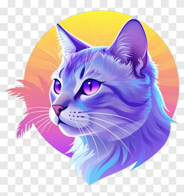 Colorful Cat Portrait PNG