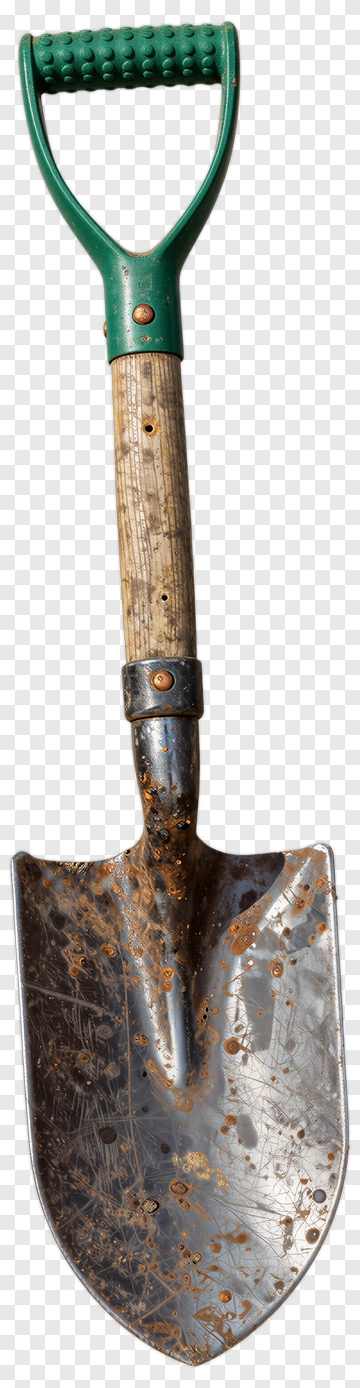 Garden Shovel With Green Handle PNG