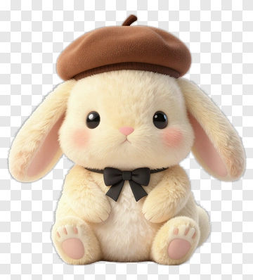 Cute Rabbit Wearing A Brown Beret PNG