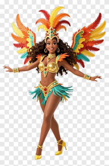 Carnival Dancer In Colorful Costume PNG
