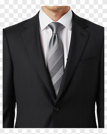 Businessman In A Black Suit With A Silver Tie PNG