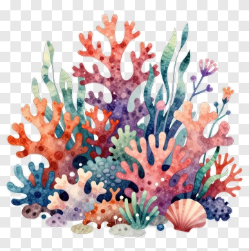 Colorful Coral Reef Composition PNG