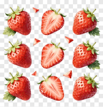 Colorful Strawberry Composition PNG