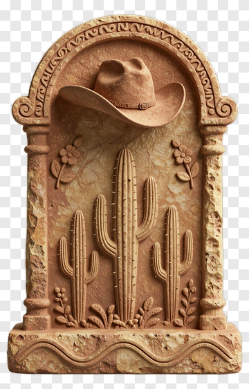 Cactus Wall Art With Cowboy Hat PNG