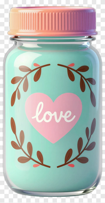 Love Jar With Floral Design PNG