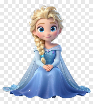 Frozen Character Sitting With A Blue Dress PNG