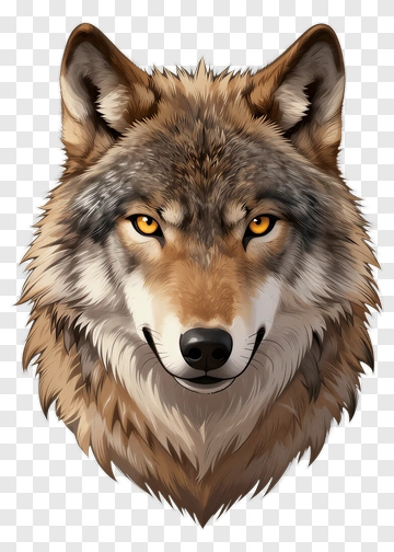 Realistic Wolf Head Illustration PNG