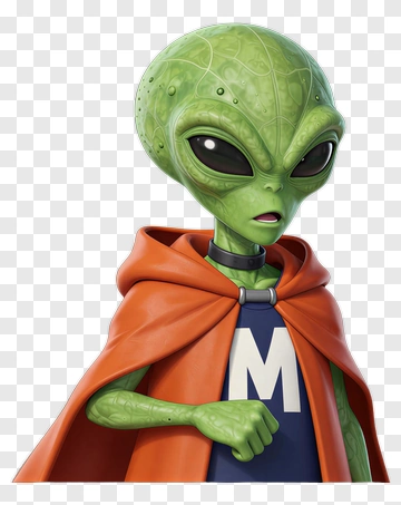 Cartoon Alien Character Wearing A Cape PNG
