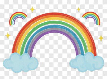 Colorful Rainbow With Clouds And Rainbows PNG