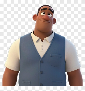 Cartoon Man In A Blue Vest PNG