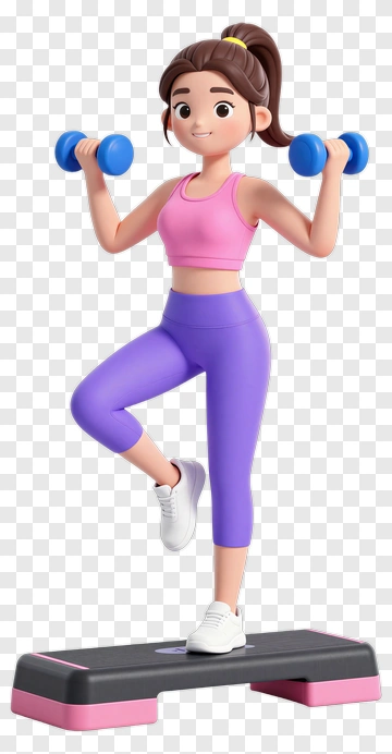 3D Woman Exercising With Dumbbells PNG