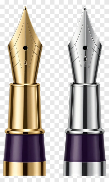 Gold And Silver Fountain Pen Nibs PNG