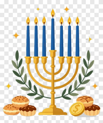 Menorah With Candles And Treats PNG
