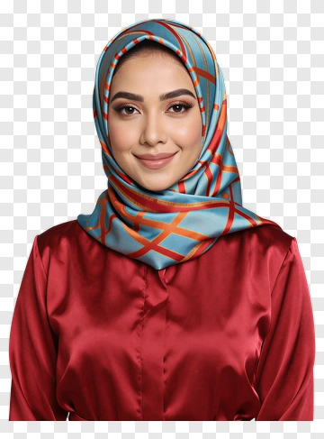 Woman Wearing A Colorful Hijab PNG