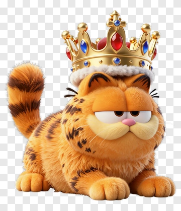 Cartoon Cat Wearing A Crown PNG