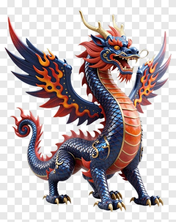 Colorful Dragon With Wings PNG