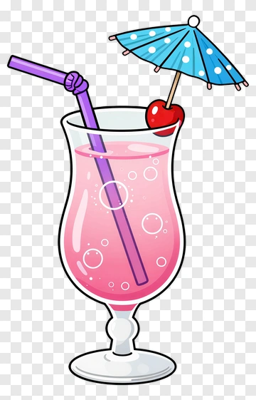 Colorful Cocktail With Cherry And Umbrella PNG