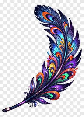 Colorful Feather With Decorative Patterns PNG