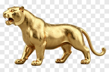 Golden Tiger Sculpture PNG