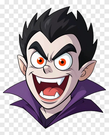 Cartoon Vampire With Fangs And Spiky Hair PNG