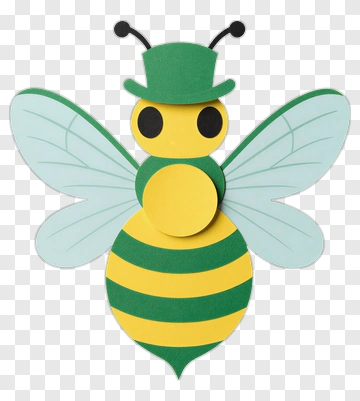 Cartoon Bee With Green Hat PNG