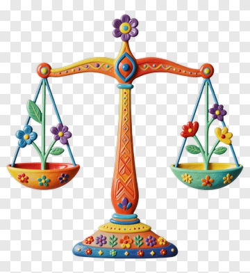 Colorful Balance Scale With Flowers PNG