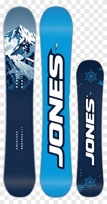 Jones Snowboard With Blue And White Design PNG
