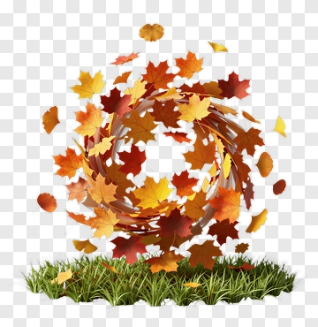 Colorful Autumn Leaves Swirling In A Circle PNG