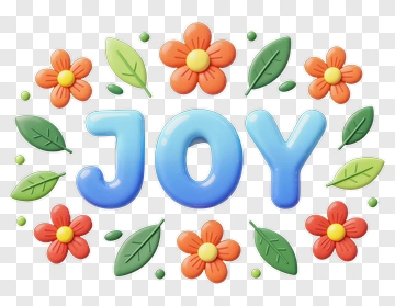 Joy With Colorful Flowers And Leaves PNG