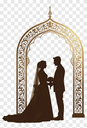 Wedding Couple Under Ornate Arch PNG