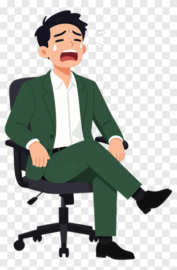 Cartoon Man Sitting In A Chair Looking Sad PNG