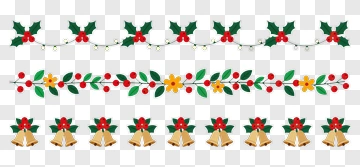Christmas Holly And Bells Decorative Border PNG