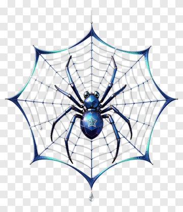 Blue Spider On A Web PNG