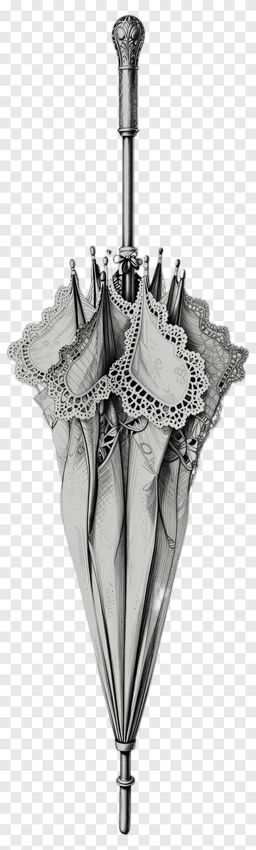 Vintage Umbrella With Lace Detailing PNG