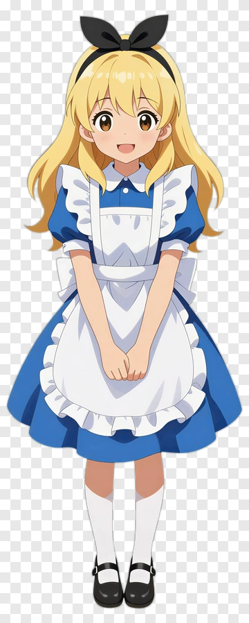 Anime Girl In Blue Dress With White Apron PNG