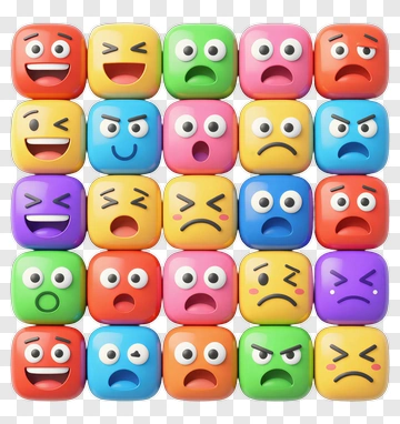 Colorful Emoji Faces Grid PNG