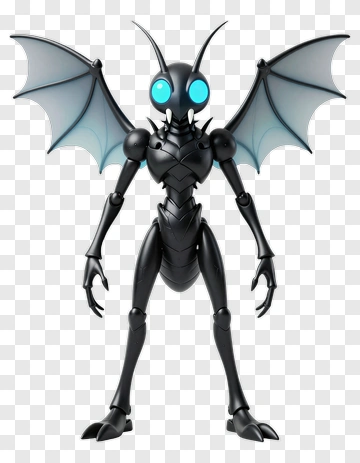 3D Insectoid Character With Wings PNG