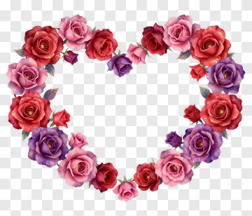Colorful Heart-Shaped Flower Bouquet PNG