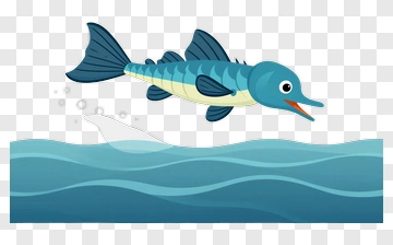 Cartoon Fish Jumping Out Of Water PNG