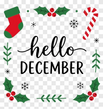 Hello December Greeting Card PNG